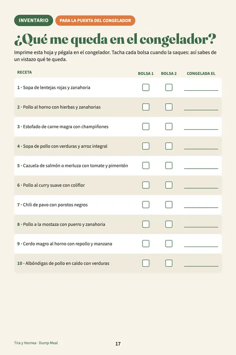 Inventario del congelador